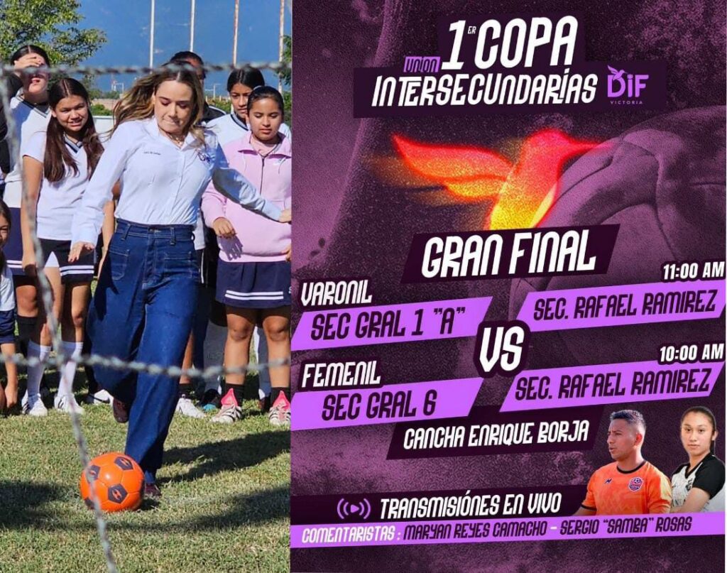 Lucy de Gattas y el EquipoDIFVictoria invitan a ver la Final del Torneo Intersecundarias, a través de las páginas oficiales del DIFVICTORIA